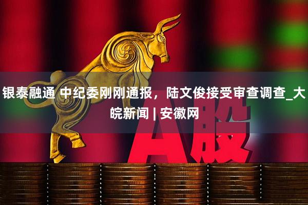 银泰融通 中纪委刚刚通报，陆文俊接受审查调查_大皖新闻 | 安徽网