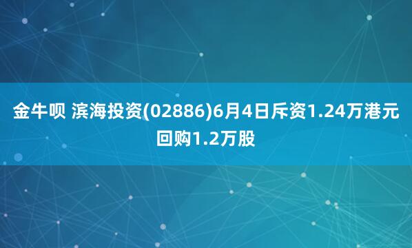 金牛呗 滨海投资(02886)6月4日斥资1.24万港元回购1.2万股